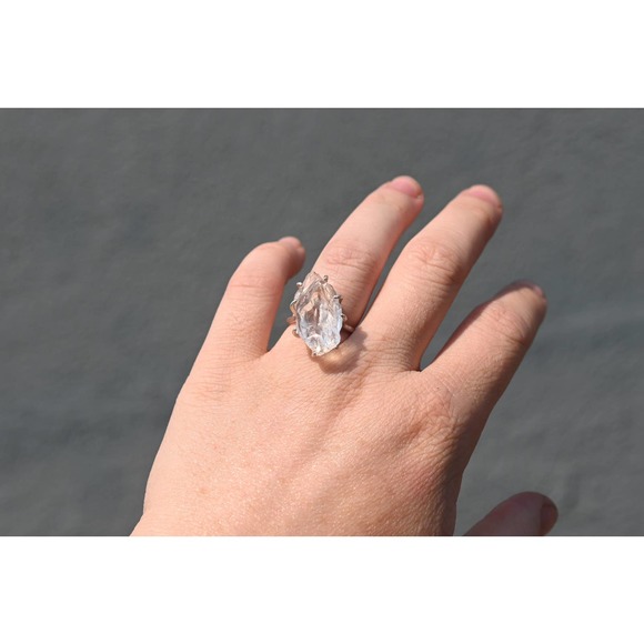 Raw stone rings, unique engagement ring, 925 sterling silver size 5 6 7 … - Picture 2 of 6